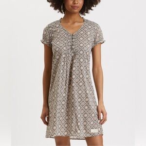 Odd Molly Cotton Cottage Dress NWOT Gray Pink Light with Smocking & Ruffles L